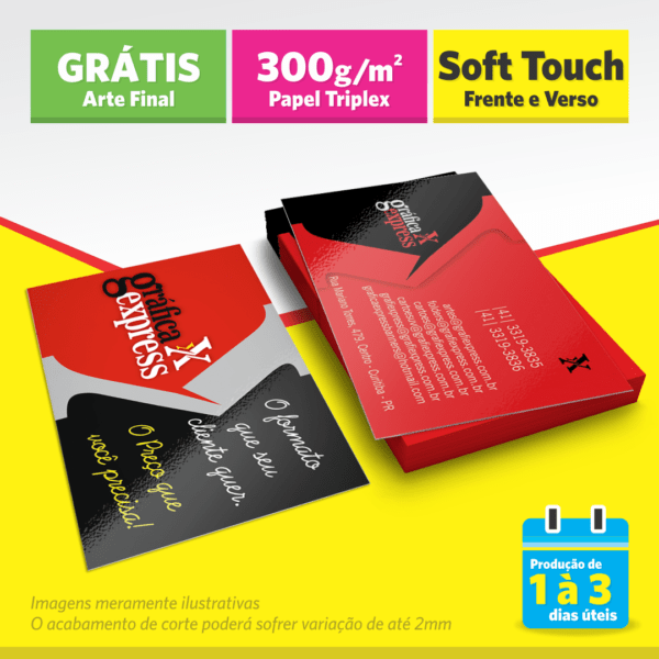 cartão soft touch, 4x4 cores